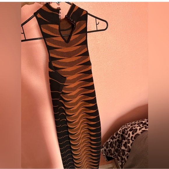 Stylish Black and Brown Sleeveless Dress - Picture 2 of 2